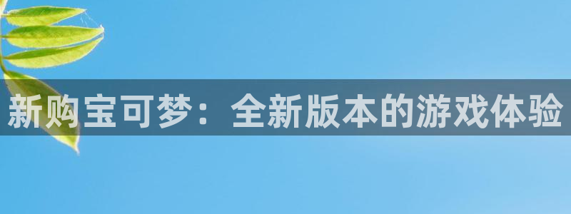 杏耀官网注册平台登录不了：新购宝可梦：全新版本的游戏体验